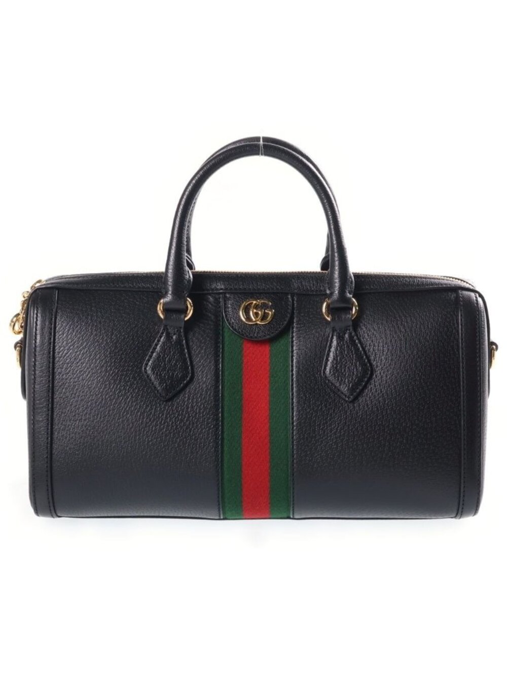 Gucci Off Deer 2-Way Mini Boston Bag Black Leather Gold